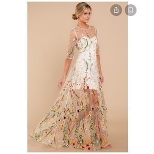 Catwalk Couture Nude Embroidered Maxi Dress